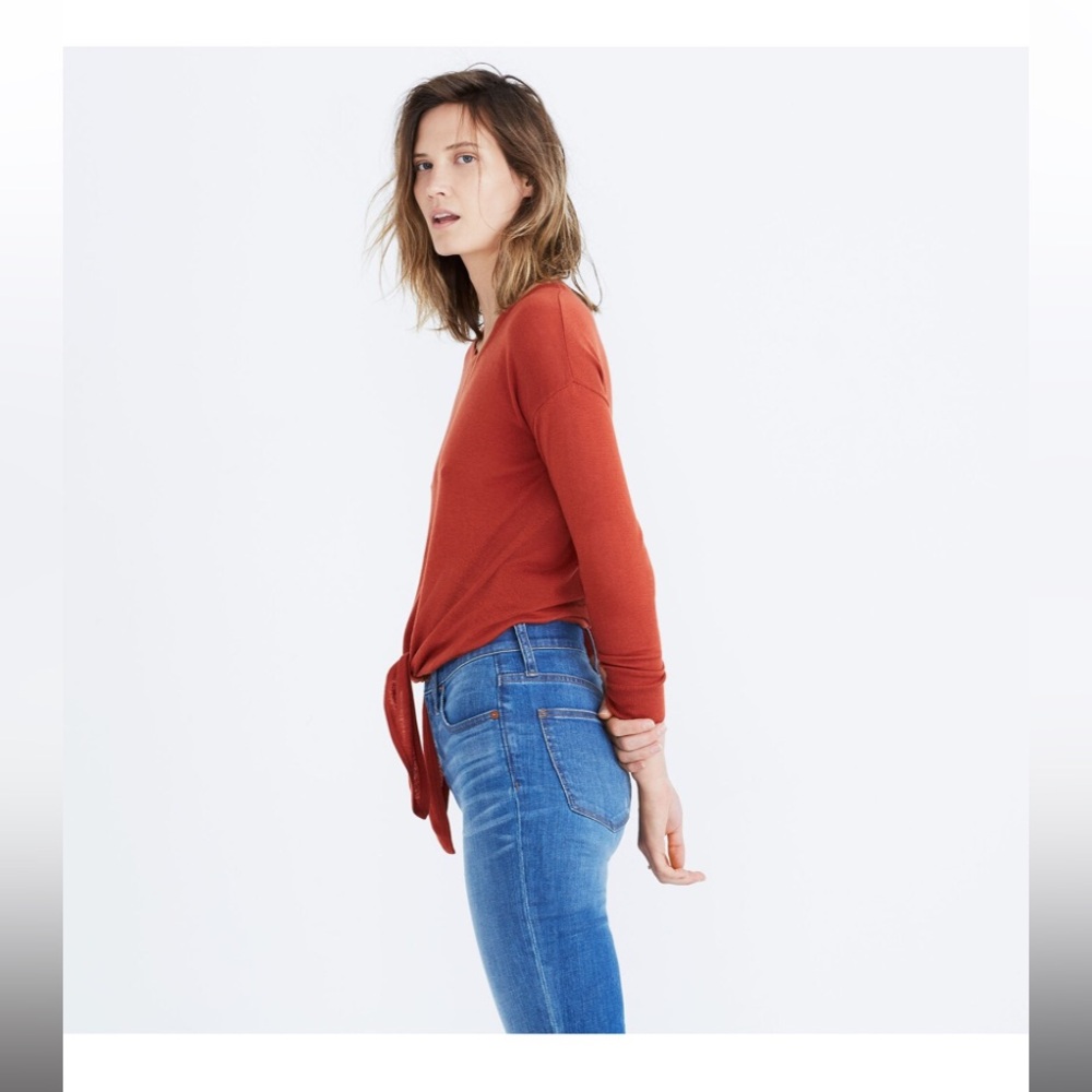 MOVING SALE | New Women’s Madewell Modern Tie-Front Sweater in Rust, Size XL - Picture 8 of 8